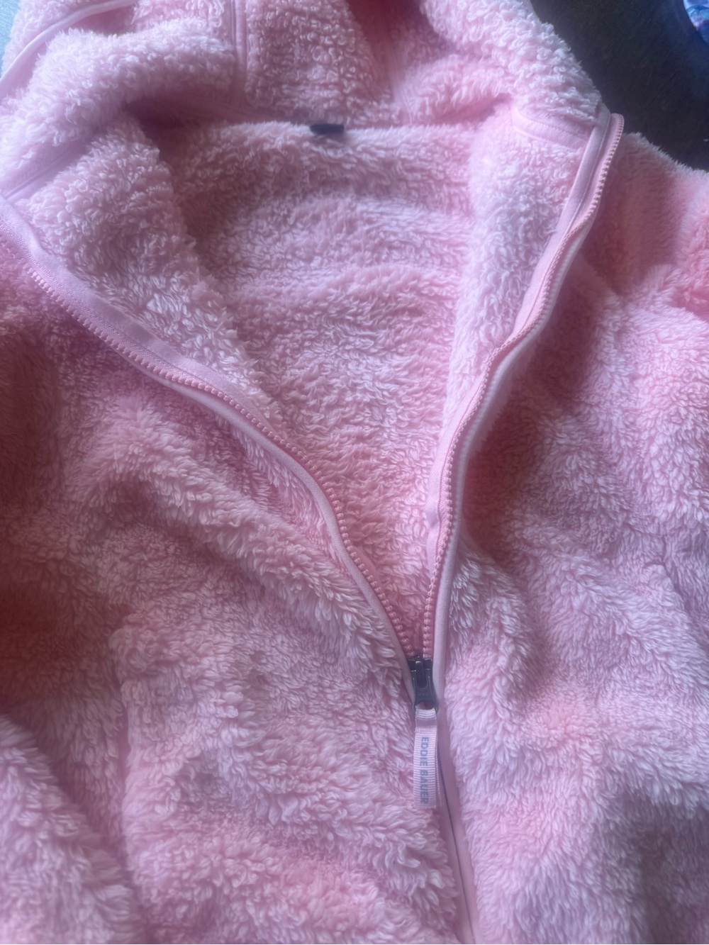 Eddie Bauer Girls Pink Plush Sherpa Hoodie with Half-Zip - Picture 6 of 8